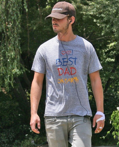 And Shia LaBeouf is kinda cute in his Best Dad on Earth t shirt is he 