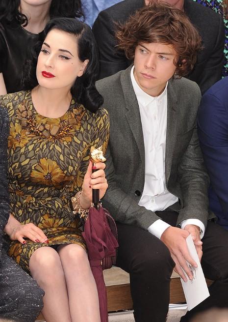 One Direction’s Harry Styles And Dita Von Teese Got Acquainted At The Burberry Show